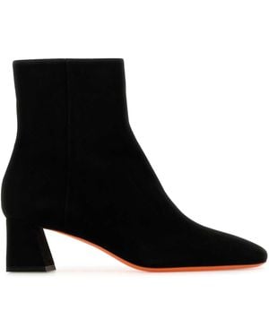 Santoni Suede Marta Ankle Boots - Black