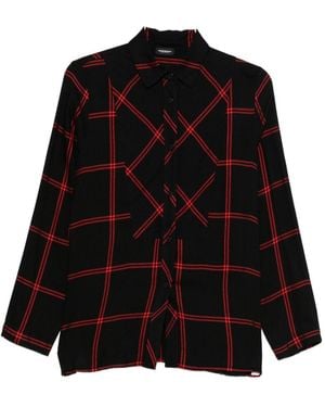Emporio Armani Checked Buttoned Collared Dress - Black