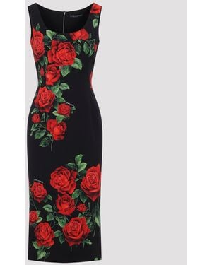Dolce & Gabbana Kleedjes ,Veelkleurig ,Midi Jurk - Rood