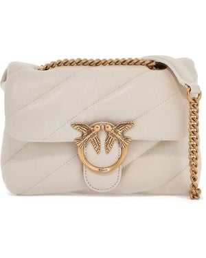 Pinko Mini Love Puff Quilted Bag Silk Chain Shoulder - Natural