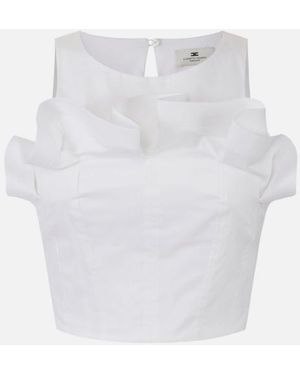 Elisabetta Franchi Top With Ruffle - White