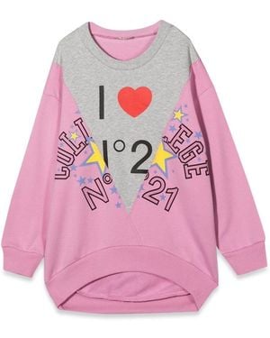 N°21 Crewneck Sweatshirt Logo And Heart - Pink