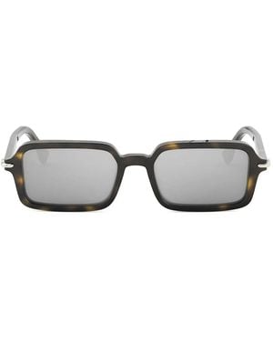 Fendi Selleria Braune rechteckige Sonnenbrille - Grau