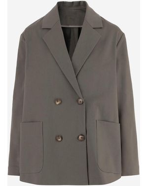 F.it Stretch Cotton Double Breasted Jacket - Gray
