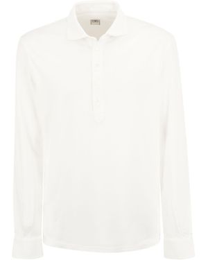 Fedeli Vijf Katoenen Poloshirt Met Lange Mouwen - Wit