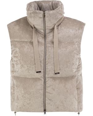 Herno Velvet Effect Padded Gilet - Natural