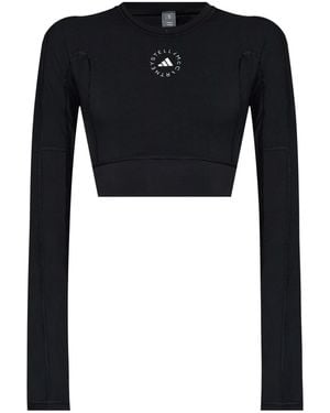 adidas By Stella McCartney Logo Long-Sleeve Cropped T-Shirt - Black