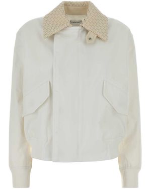 Bottega Veneta Cotton Bluson Jacket With Interlaced Collar Detail - White