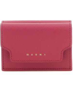 Marni Tyrian Purple Leder Brieftasche - Rot