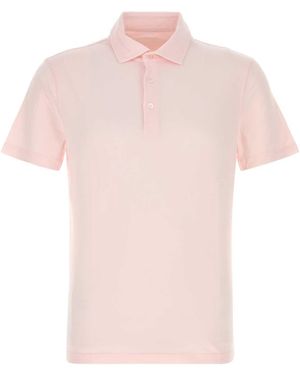 Fedeli Light Stretch Cotton Polo Shirt - Pink