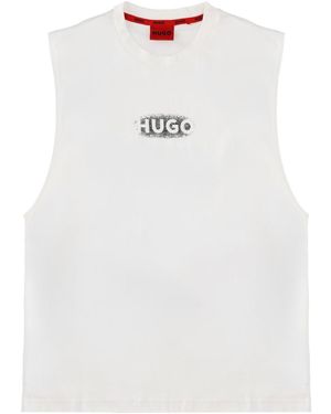 HUGO Top Con Logo - White