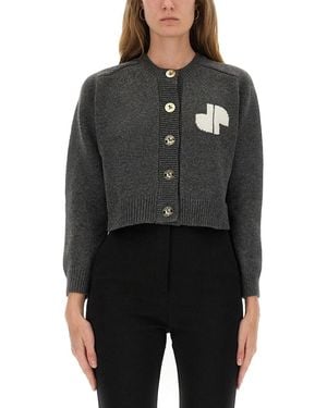 Patou Logo Crew Neck Cardigan - Black