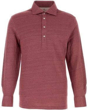 Brunello Cucinelli Plum Linen Polo Shirt - Red