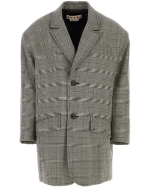 Marni Embroidered Wool Oversize Blazer - Grey