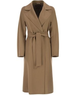 Max Mara Mstcles Wool, Cashmere And Silk Coat - Natural