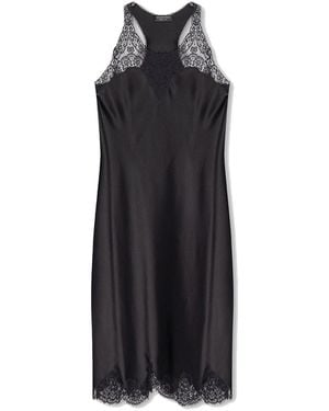Balenciaga Satin Riemchen Midi Kleid - Schwarz