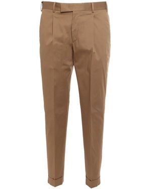 PT01 Trousers Rebel 1 Pleat, Diagonal Pockets, Flap Back Pockets (Including Those With A Flap) - Natural