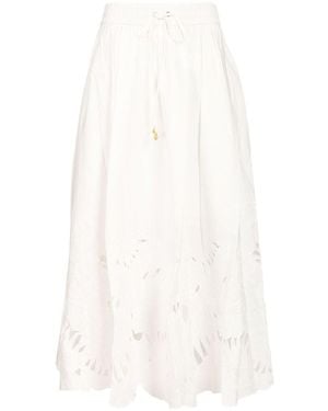 Zimmermann Mahon Cotton Midi Skirt - White