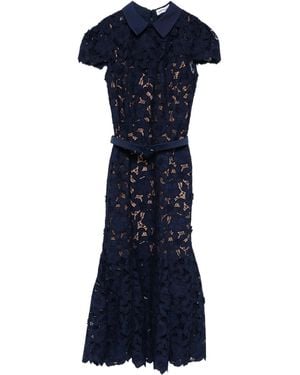 Self-Portrait Guipure Lace Midi Dress - Blue