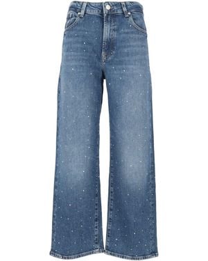 7 For All Mankind Stovepipe Straight Ankle Blue Shine - Blau