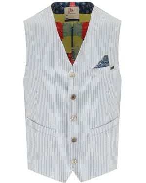 Bob Shop Striped Single Breasted Vest - Gray