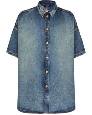 Balmain Short-Sleeved Button-Up Shirt - Blue