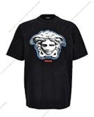 Versace Baumwoll-T-Shirt mit Logo-Print - Schwarz