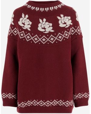 Magda Butrym Wool Sweater With Floral Pattern - Red