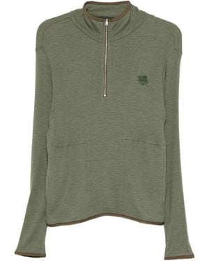 RANRA Fissure Zip Up Rib L/S Tee - Green