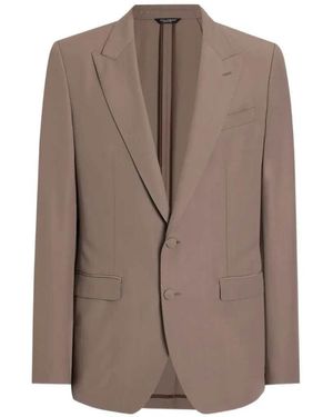 Dolce & Gabbana Dolce & Gabbana Single-Breasted Wool Poplin Jacket - Brown