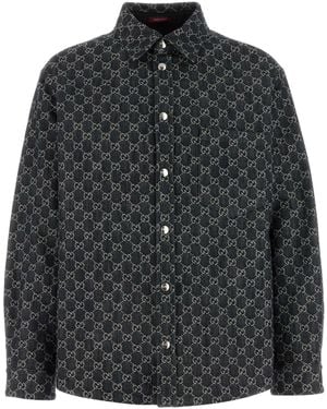 Gucci Embrodiered Denim Reversible Shirt - Black