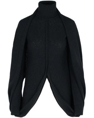 Sportmax 'Adepto' schwarzer Virgin Wollmischung hoher Nackenpullover - Blau
