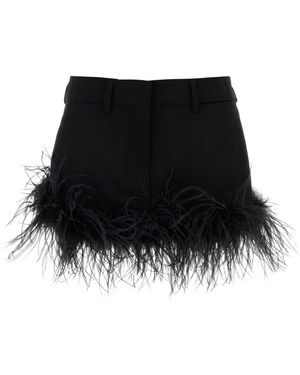 Miu Miu Feather-Trim Miniskirt - Black