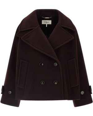 Chloé Double Breasted Short Mantel - Schwarz