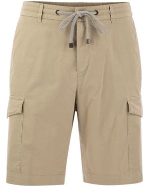 Peserico Leichtes Baumwoll Lyocell Canvas Jogger Bermuda Shorts - Natur