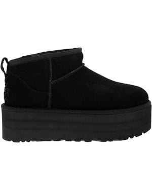 UGG Classic Ultra Mini Platform Suede Classic Boots - Black