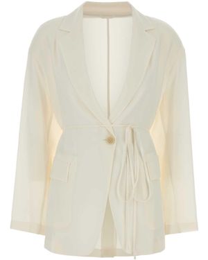 Brunello Cucinelli White Silk Blazer