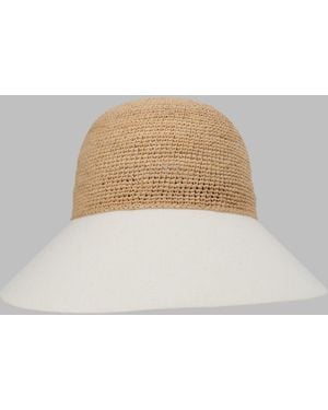 Helen Kaminski Elegant Raffia And Linen Sun Hat - Natural