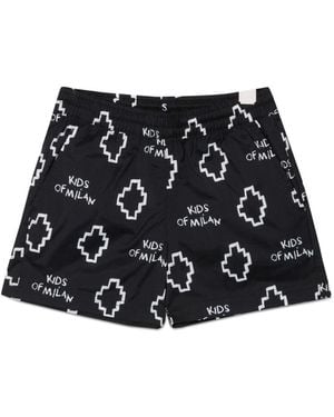 Marcelo Burlon Basic Logo Aop Beachwear Shor - Black
