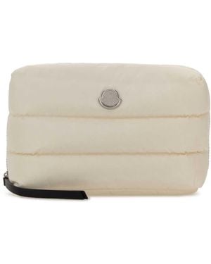 Moncler White Fabric Beauty Case - Natural
