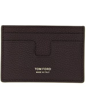 Tom Ford Logo Lederkarteninhaber - Schwarz