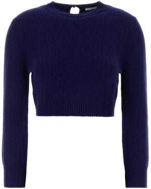 Jil Sander 3/4 Slv Cn Crop Sweater - Blue
