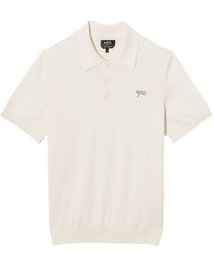 A.P.C. Poloshirt Mit Logo-Stickerei - Weiß