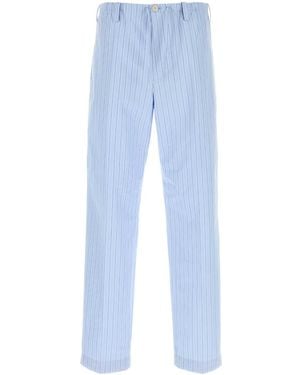 Dries Van Noten Embroidered Poplin Penny Pyjama Pant - Blue