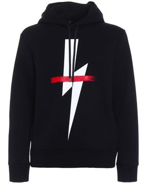 Neil Barrett Logo Sweatshirt mit Kapuze - Schwarz