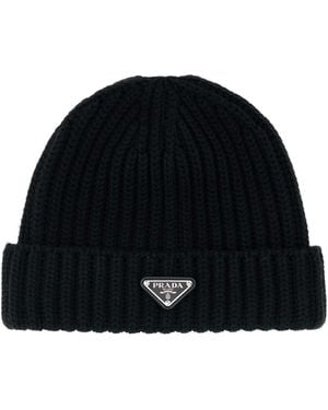 Prada Milano Logo Beanies Hat - Black