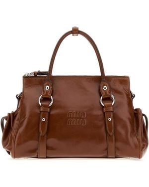 Miu Miu Camel Leather Handbag - Brown