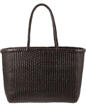 Dragon Weave Braided Leather Bag L - Black