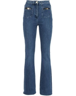 Elisabetta Franchi Distinctive Back Pocket Fitted Flared Jeans - Blue