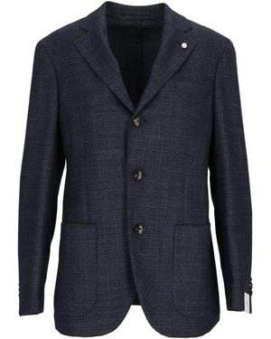 LUIGI BIANCHI SARTORIA Drop 7 Check Pattern Blazer - Blue